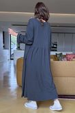 Made in Italy Donegal Cotton Jersey Smock Dress Charcoal